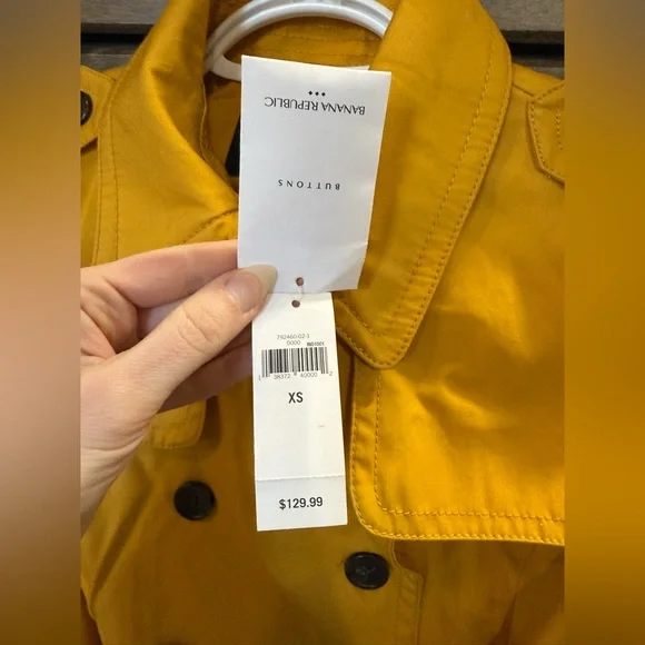 NWT Mustard Double-Breasted Women's Trench Coat XS - Picture 5 of 5